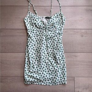 Blue Blush Cottagecore Green Floral Mini Slip Dress | Size S